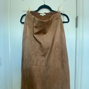 Sz M Max Studio Women's Faux Suede Elastic High Waisted Casual A-Line Midi Skirt